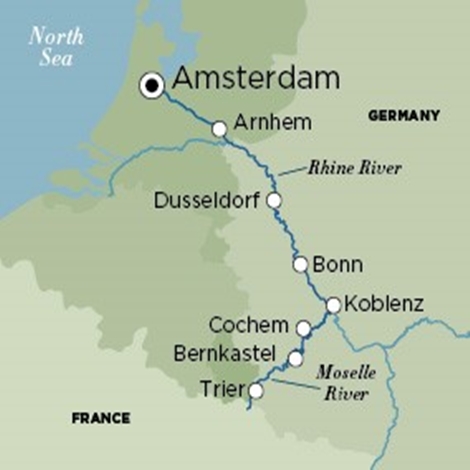 Очаровательные реки Мозель и Рейн из Амстердама