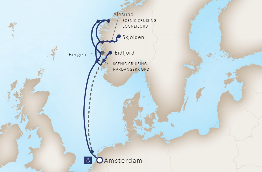 Норвежские фьорды из Амстердама лайнер Koningsdam